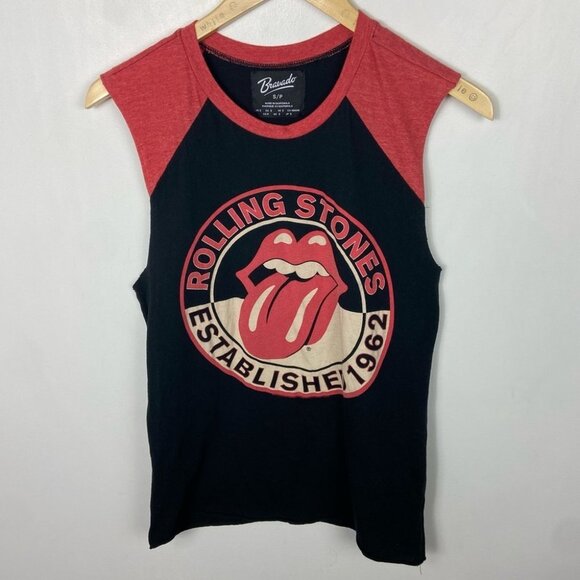 Bravado Rolling Stones Red Black Muscle Tee T-Shirt Size Small Cotton Top Tongue - Picture 12 of 13